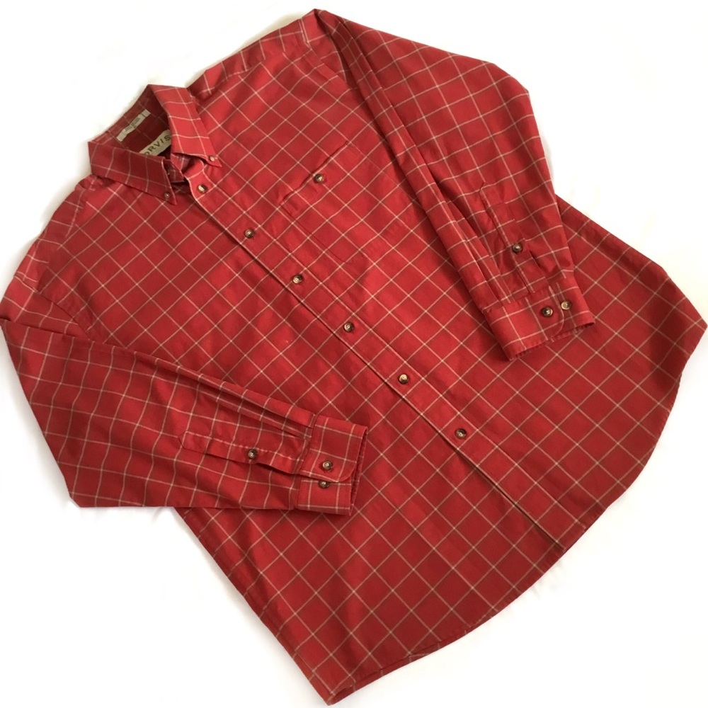 ORVIS Mid-Weight Button Down in Pumpkin Spice / Dark Rust. Sz XL
